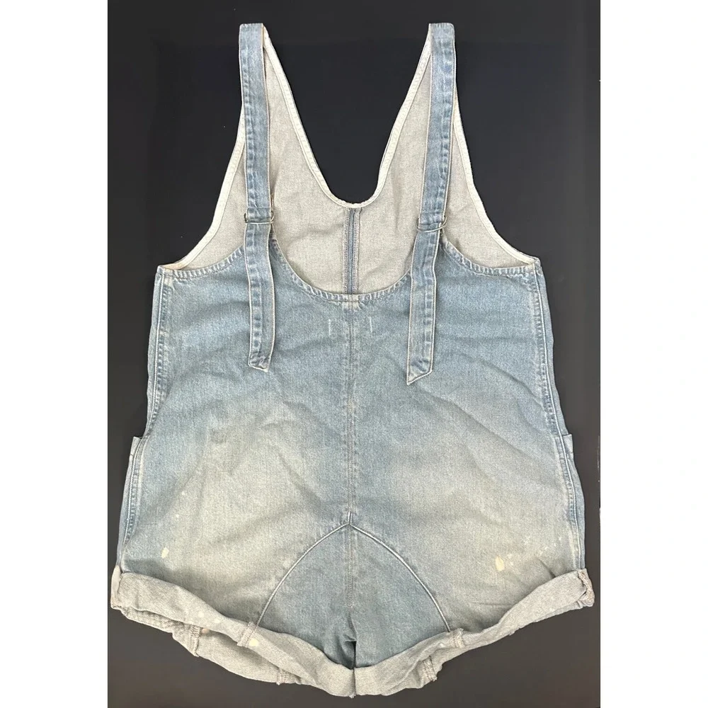 We The Free Free People Women Cotton High Roller V-Neck Shortall size Medium - Picture 3 of 6
